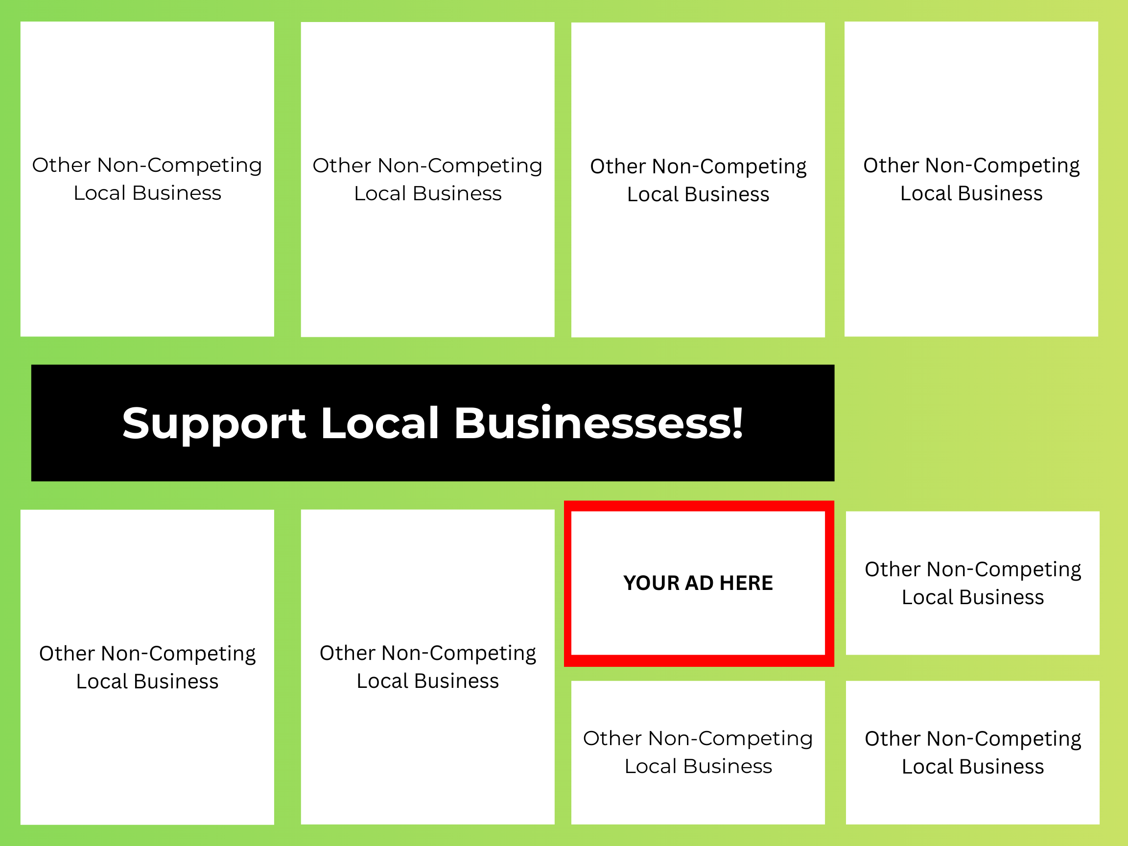 Local Ad Placement on Postcard sent to 2500 Homes in Fontana