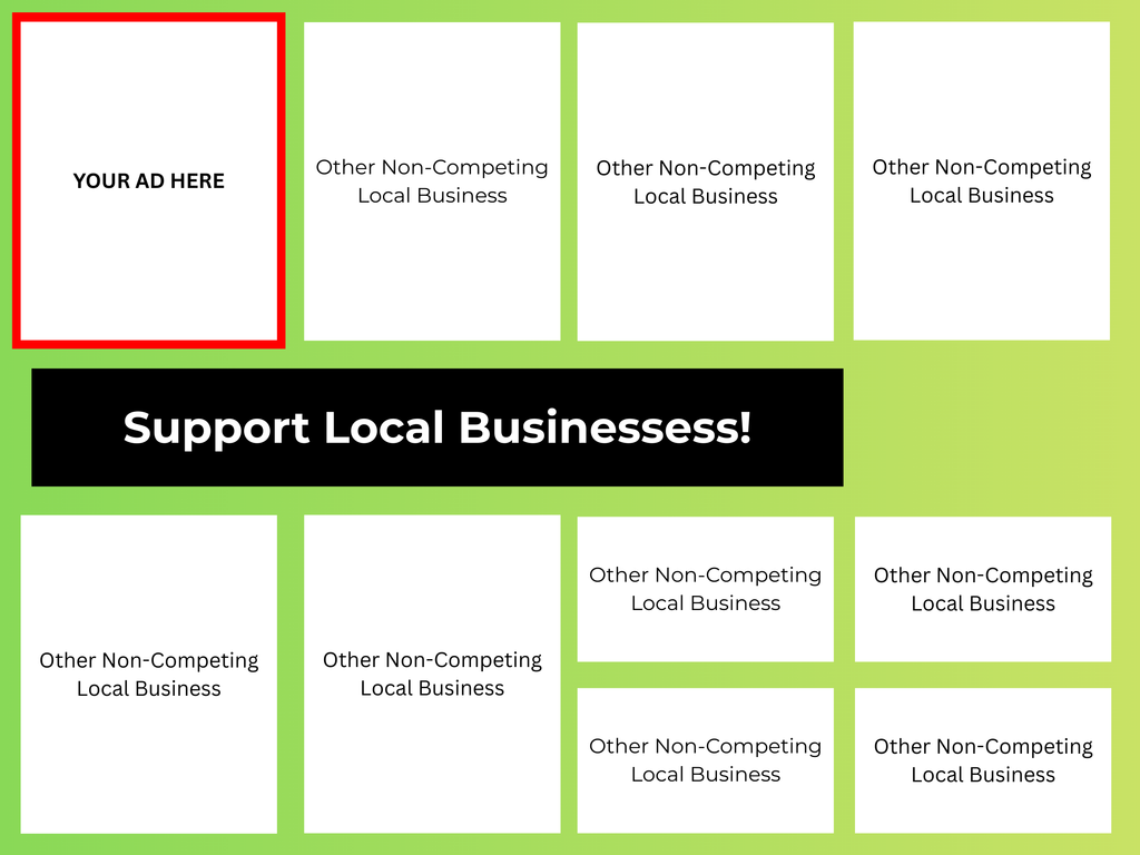 Local Ad Placement on Postcard sent to 2500 Homes in Fontana