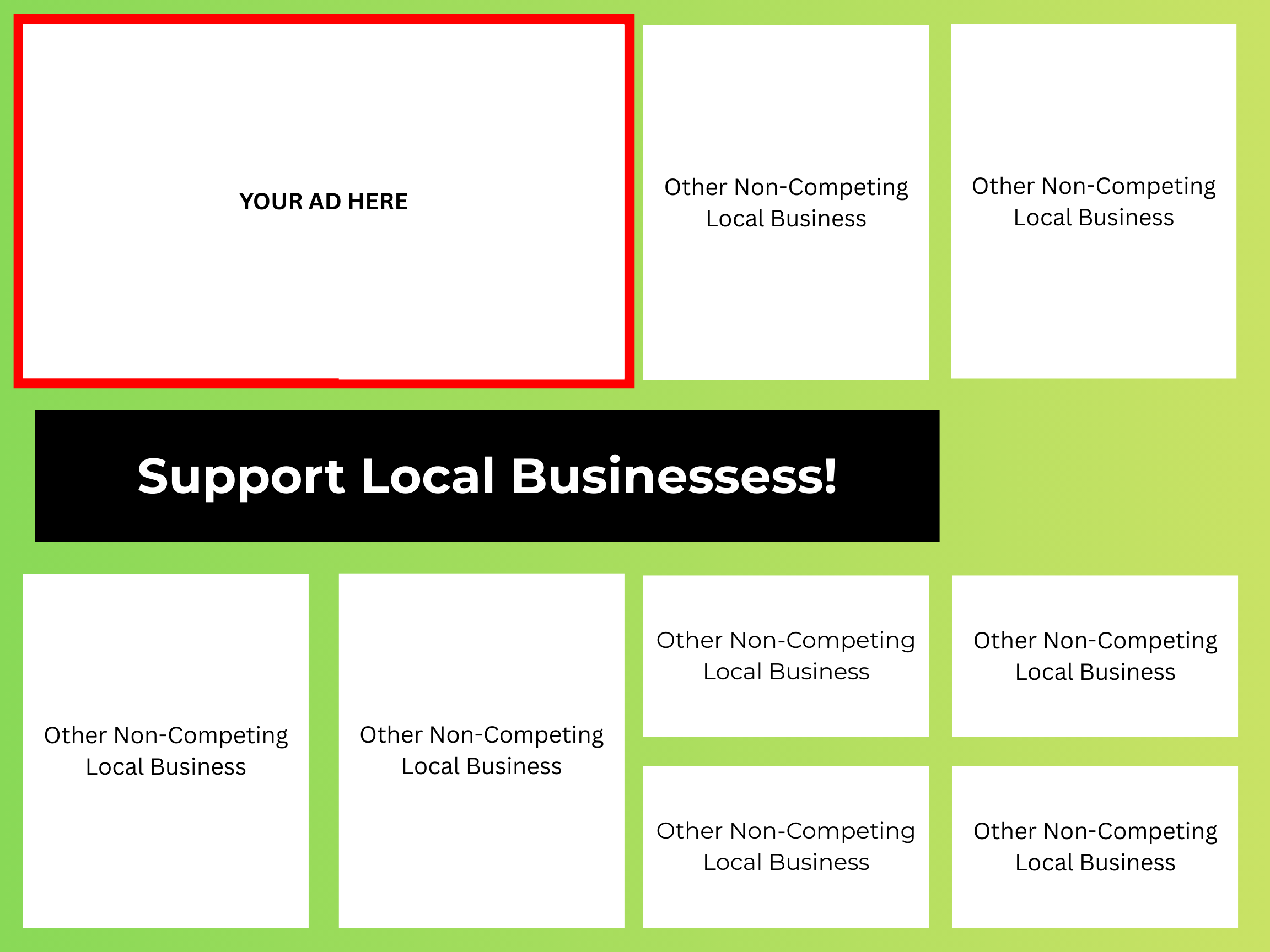 Local Ad Placement on Postcard sent to 2500 Homes in Fontana